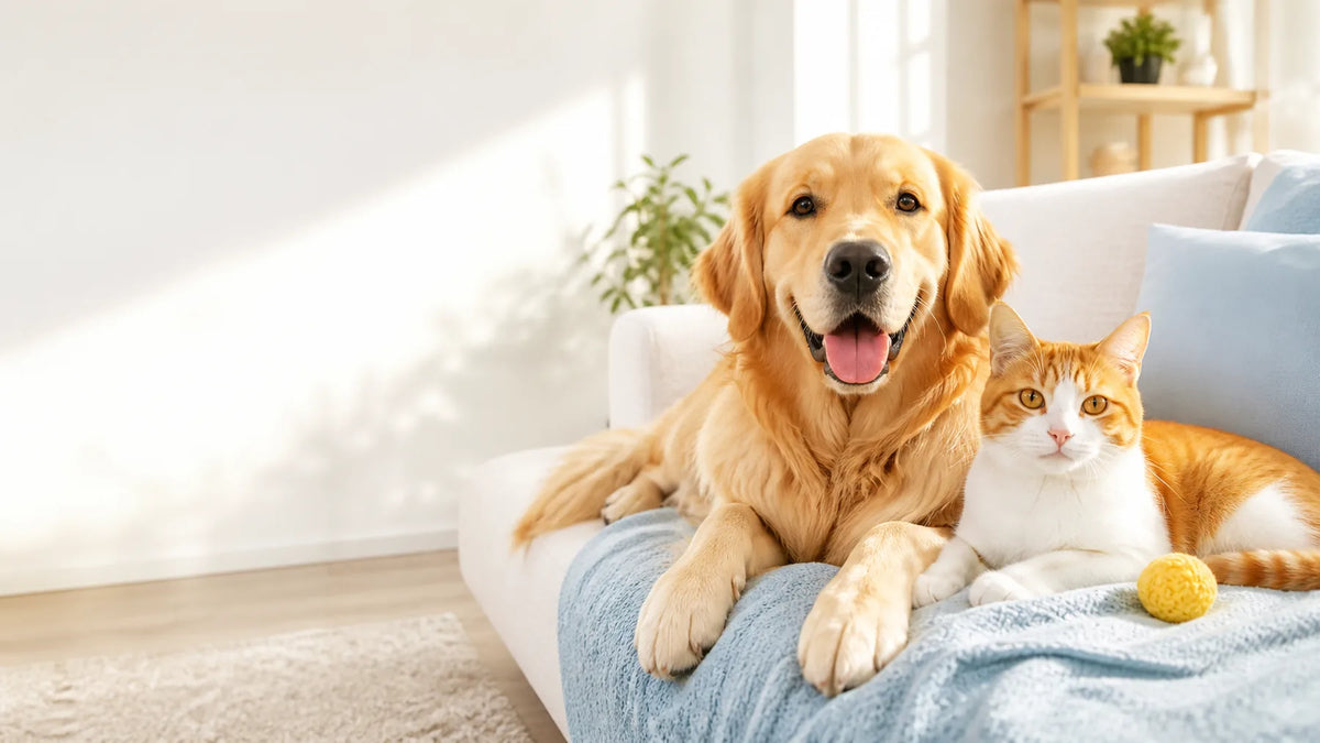 A dog and a cat resting together at home