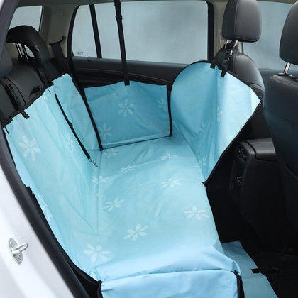Blue FurBuddy waterproof dog car seat cover installed in a car