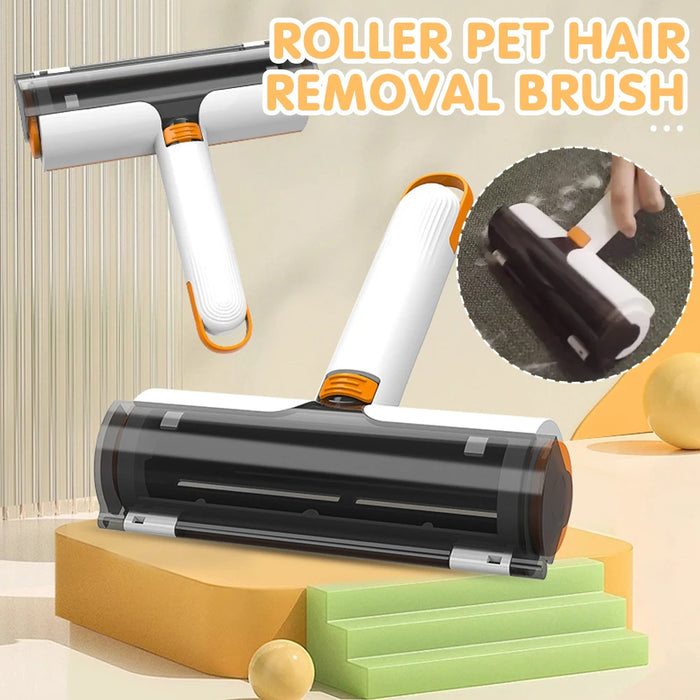 FurBuddy 2-in-1 pet hair removal roller in white and orange